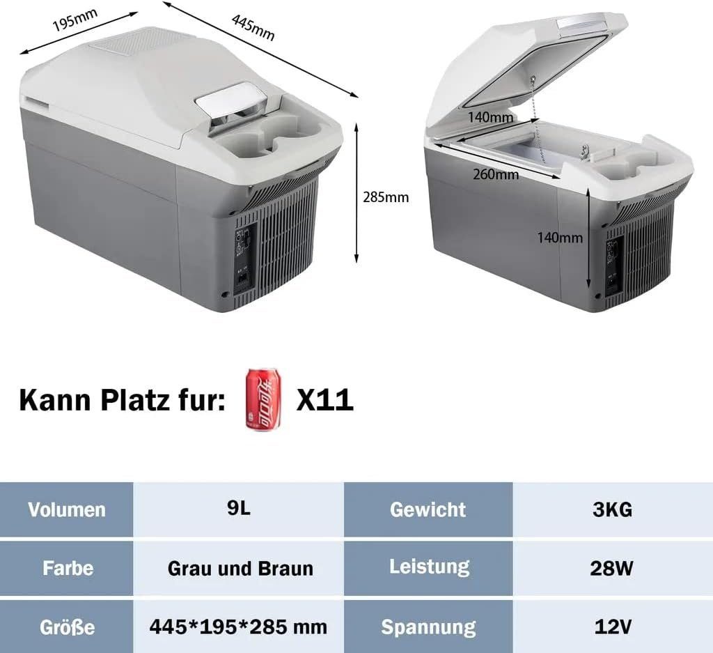 A Ade Elektrische Kühlbox Mobil Kühlschrank 9L, 12V/230V, Minikühlschrank, 9 l, kühlt & wärmt