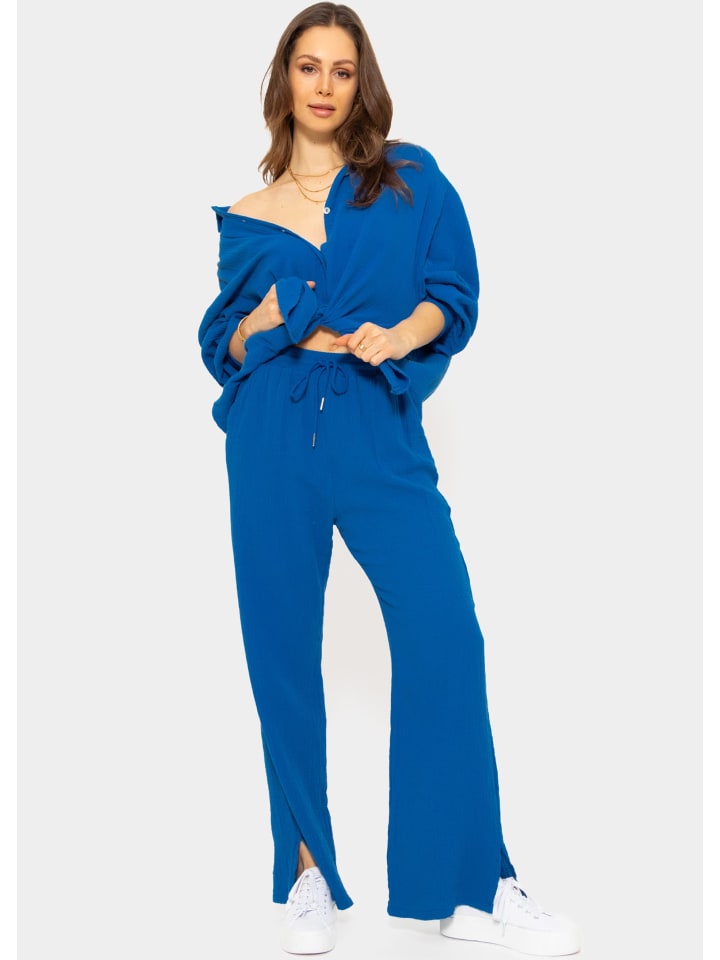SASSYCLASSY Musselin Hose in Royalblau günstig kaufen