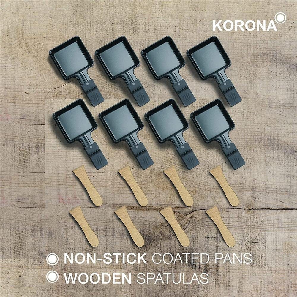 KORONA Raclette 45072 Klappbares 2in1 Raclette, drehbar, aufklappbar, verlängerbar, 8 Personen, mit Spateln