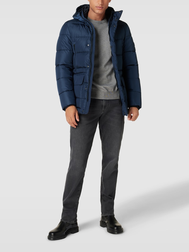 Steppjacke mit Label-Detail Modell 'CLIFF' in dunkelblau