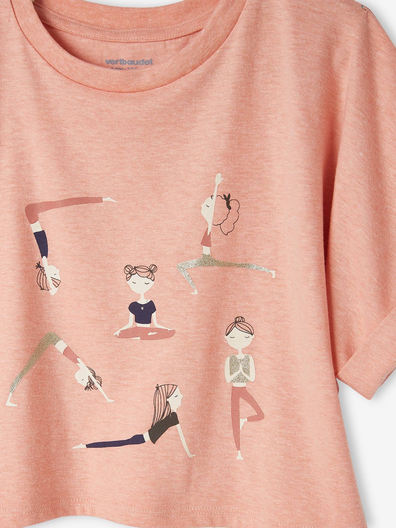 Vertbaudet Mädchen Sport-T-Shirt, Cropped-Form - pfirsich