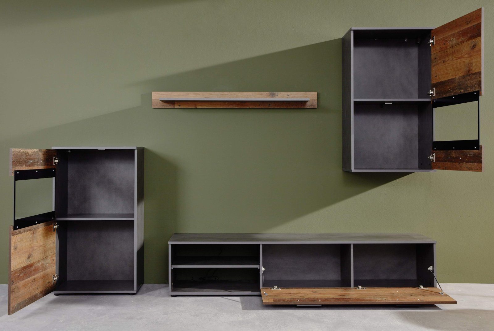trendteam Wohnwand Mango, (Set 4-teilig, ca. 246 x 190 cm), Used Wood Design