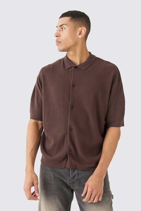 Kastiges Oversize Hemd mit kurzen Ärmeln