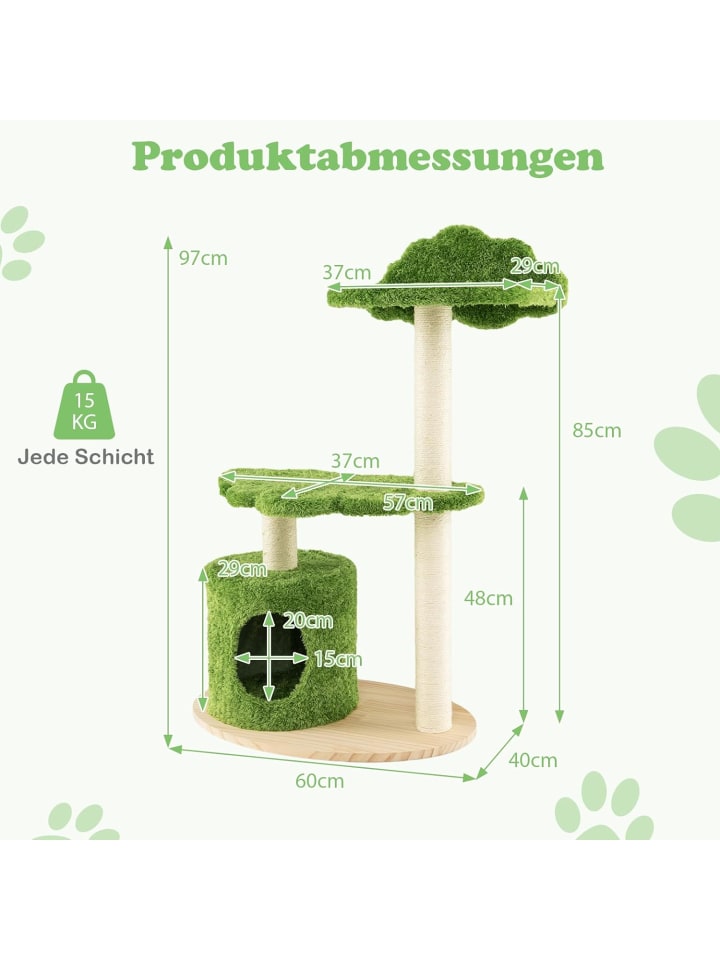 COSTWAY Kratzbaum 97cm in Grün günstig kaufen onesize