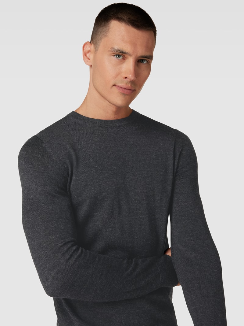 Longsleeve aus Woll-Mix in anthrazit meliert