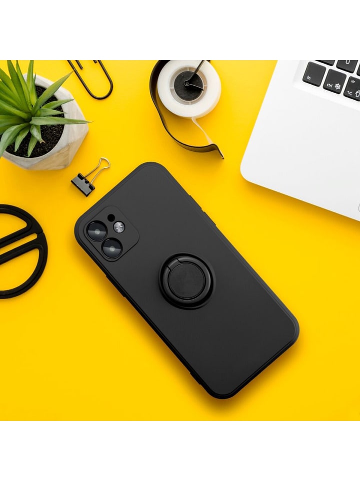 COFI 1453 Silikon Ring Handyhülle Schutzhülle für Smartphone Bumper in Schwarz günstig kaufen S