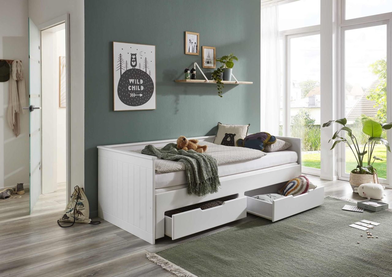Relita Funktionsbett Clara 90x 200 auf 180 x 200 cm Liegefläche ausziehbar u. 2 Schubladen