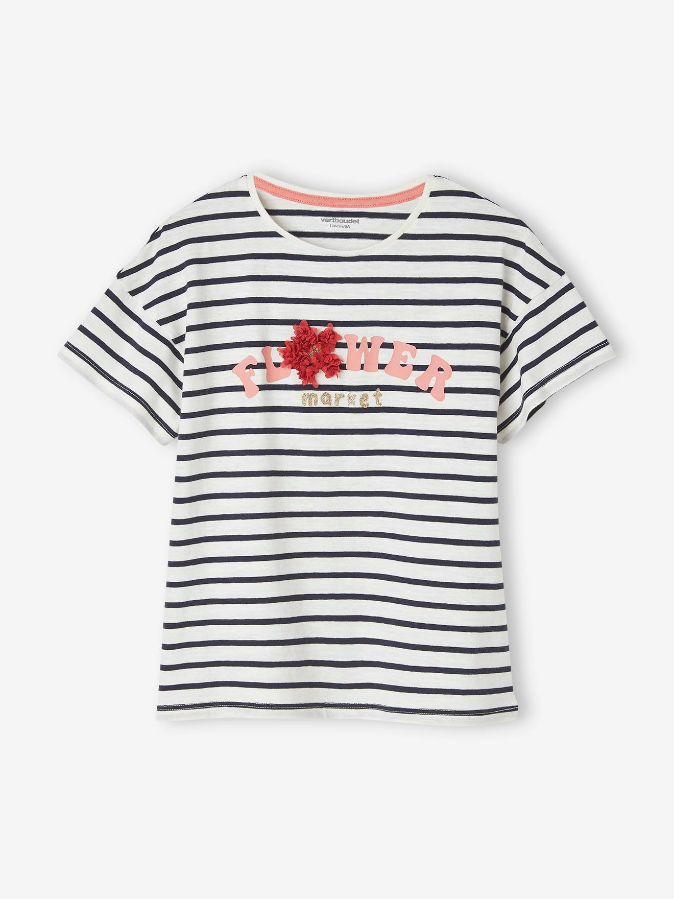 Vertbaudet Mädchen T-Shirt mit Rüschenmotiv - himmelblau