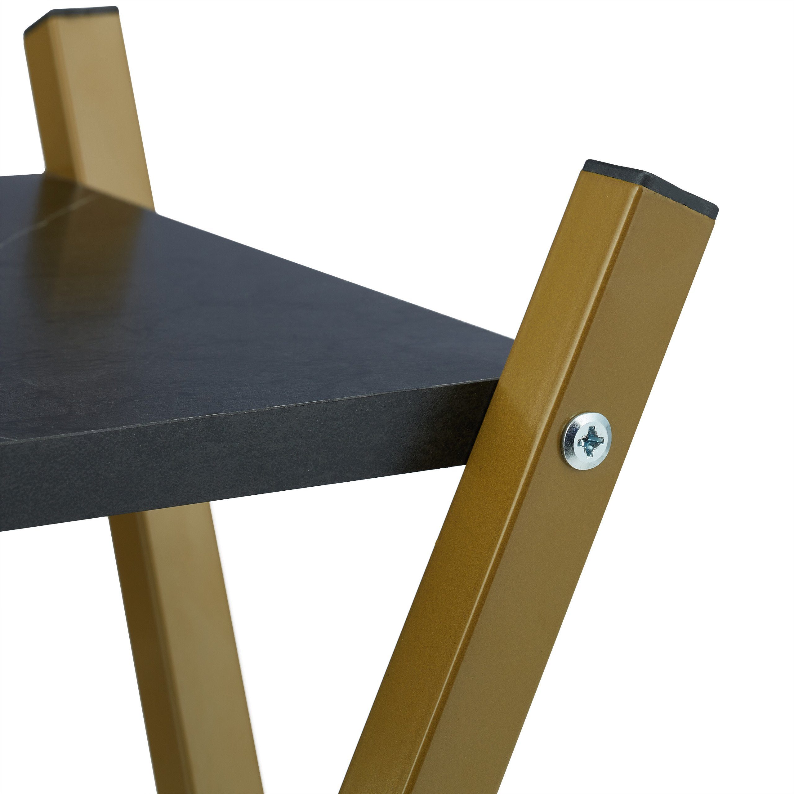 relaxdays Blumenhocker Blumenständer mit 2 Etagen Marmoroptik, Schwarz