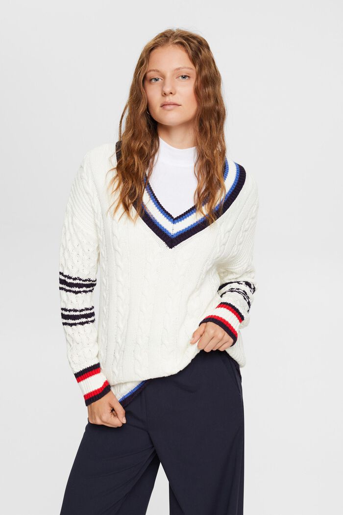 V-Neck-Pullover in Strickqualität