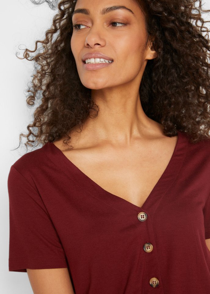 Jersey-Jumpsuit mit V-Ausschnitt, kurzarm