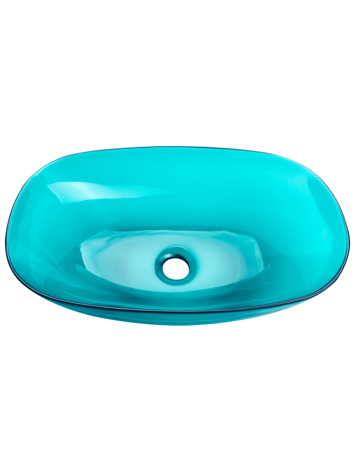 Beliani Waschbecken MOENGO in Transparent/Blau - (W) 54 x (H) 15 x (L) 36 cm günstig kaufen onesize