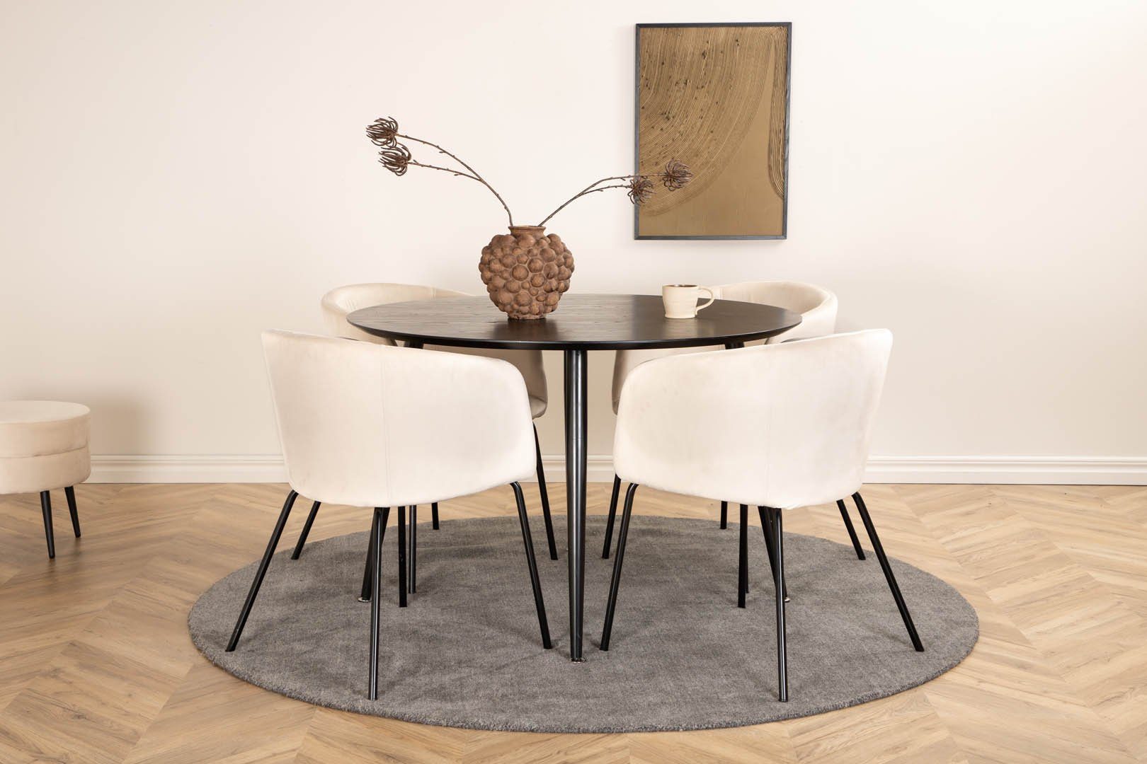 ebuy24 Essgruppe DippØ115BLBL Essgruppe Esstisch schwarz und 4 Beri, (5-tlg)