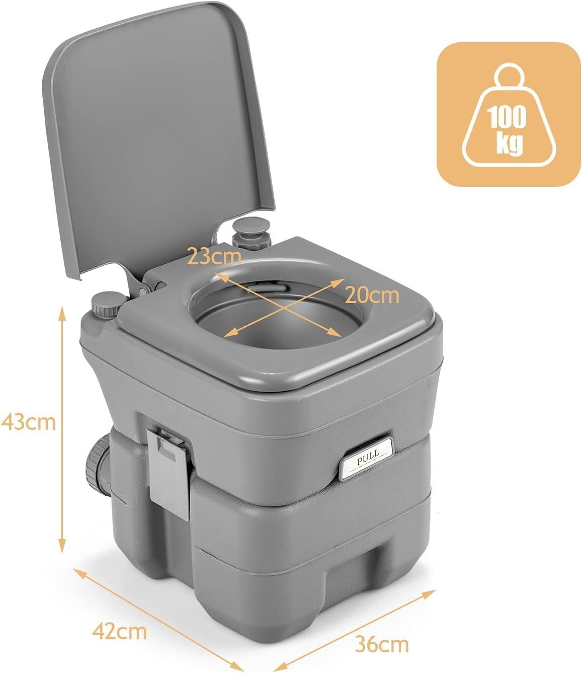 KOMFOTTEU Campingtoilette Reisetoilette, tragbare Toilette 20L