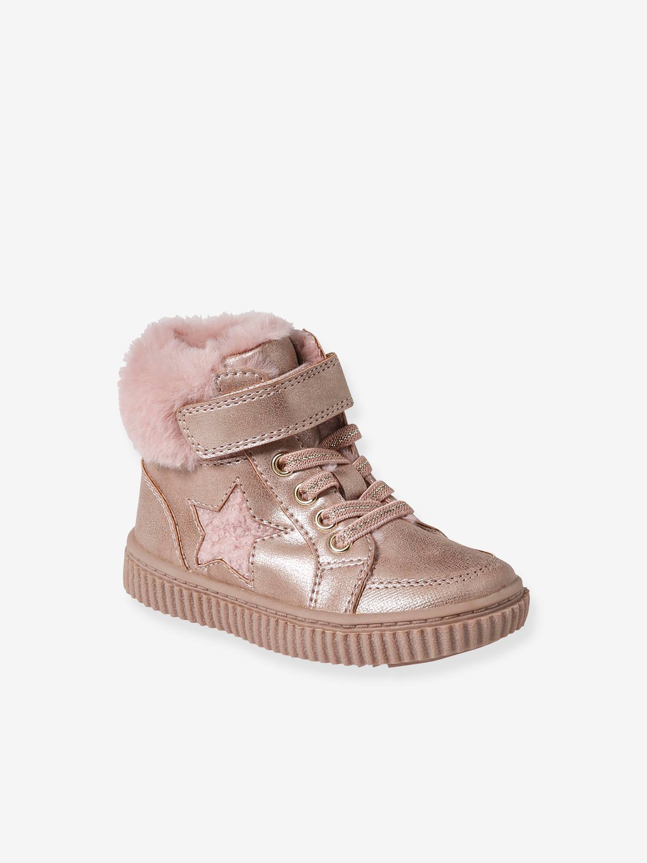 Vertbaudet Warme Baby Klett-Sneakers - rosa nude