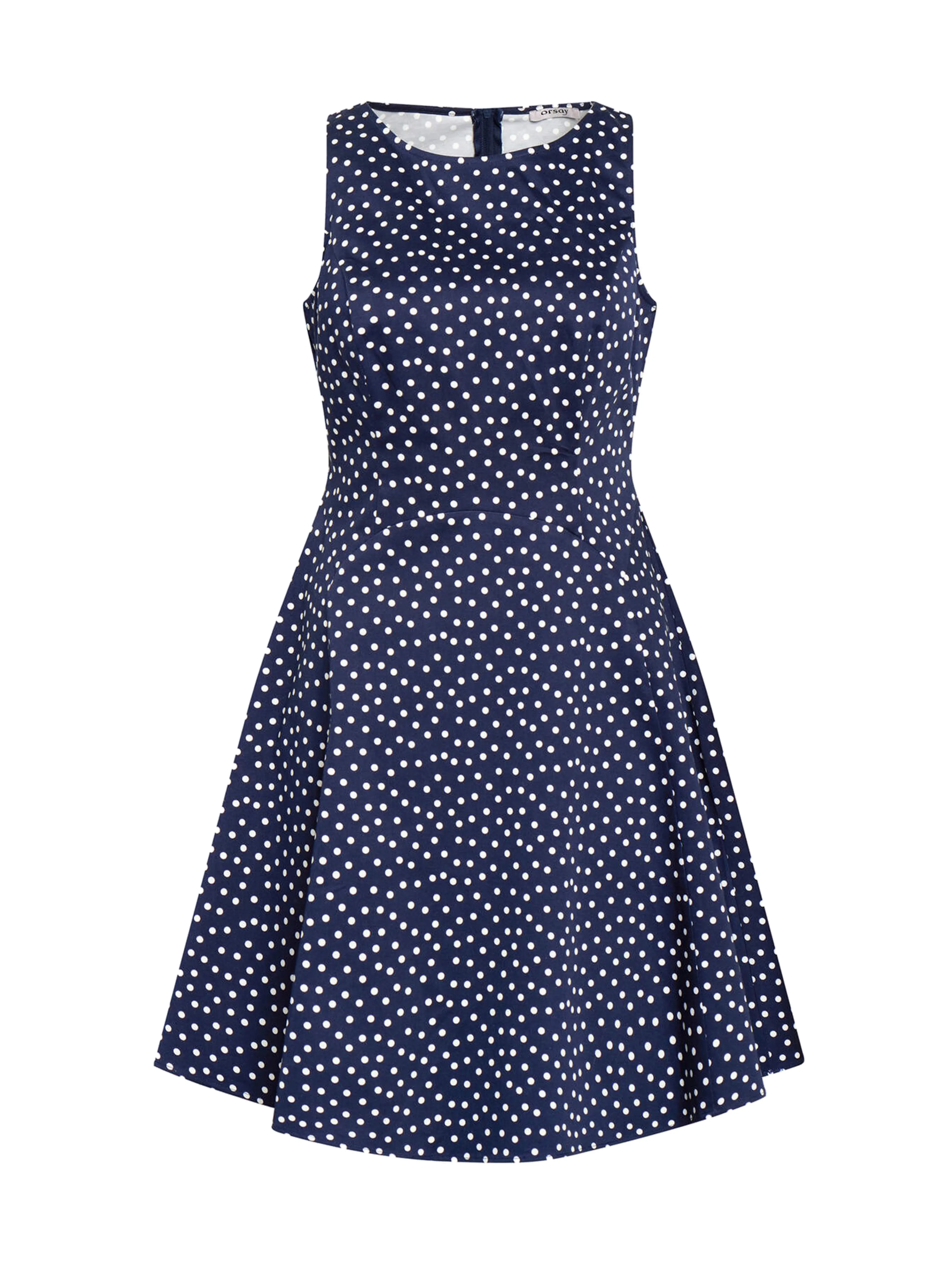 Dunkelblaues gepunktetes Kleid ORSAY