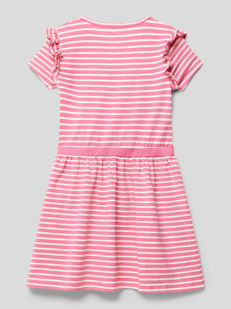 Kurzärmliges Kleid mit Streifenmuster in hellrosa