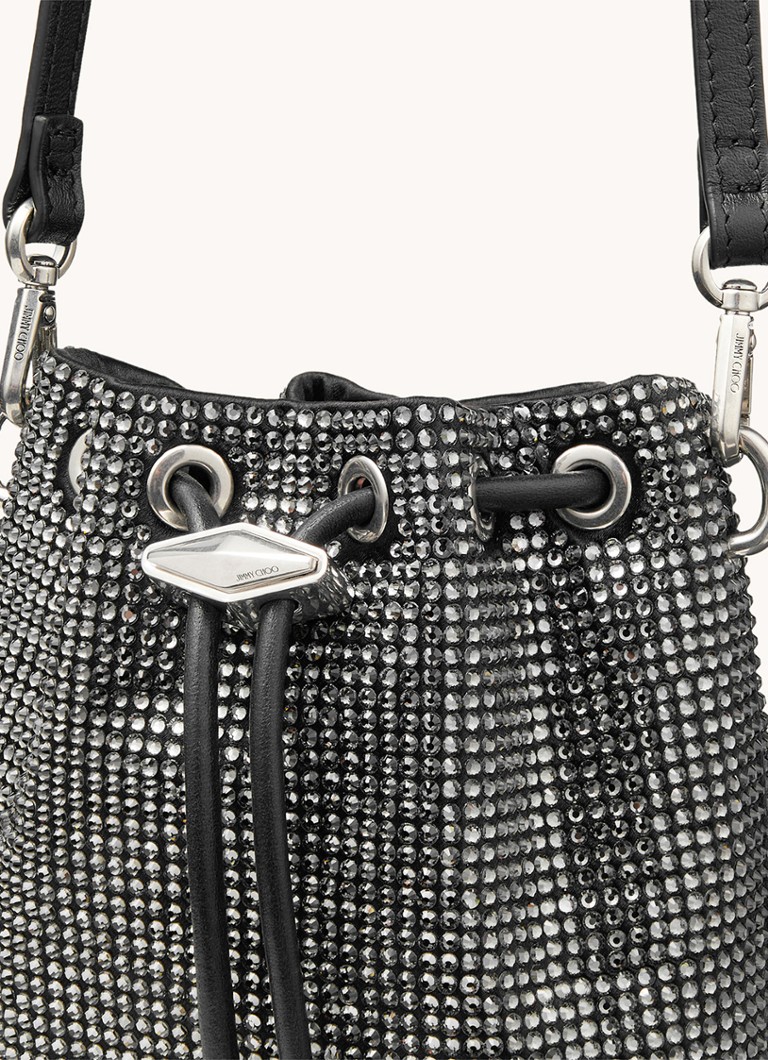 Jimmy Choo Cinch Mini atlasinė rankinė su veršiuko odos detalėmis