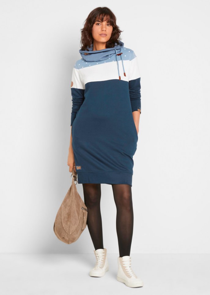 Sweatkleid mit großem Kragen