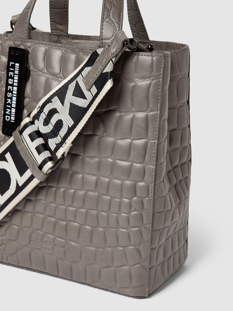 Tote Bag in Reptil-Optik Modell 'Paper Bag' in dunkelgrau