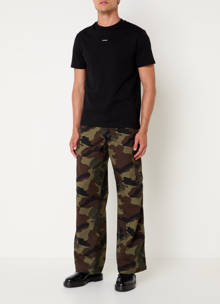 Pantaloni cargo a gamba larga Sandro z estampa mimetica