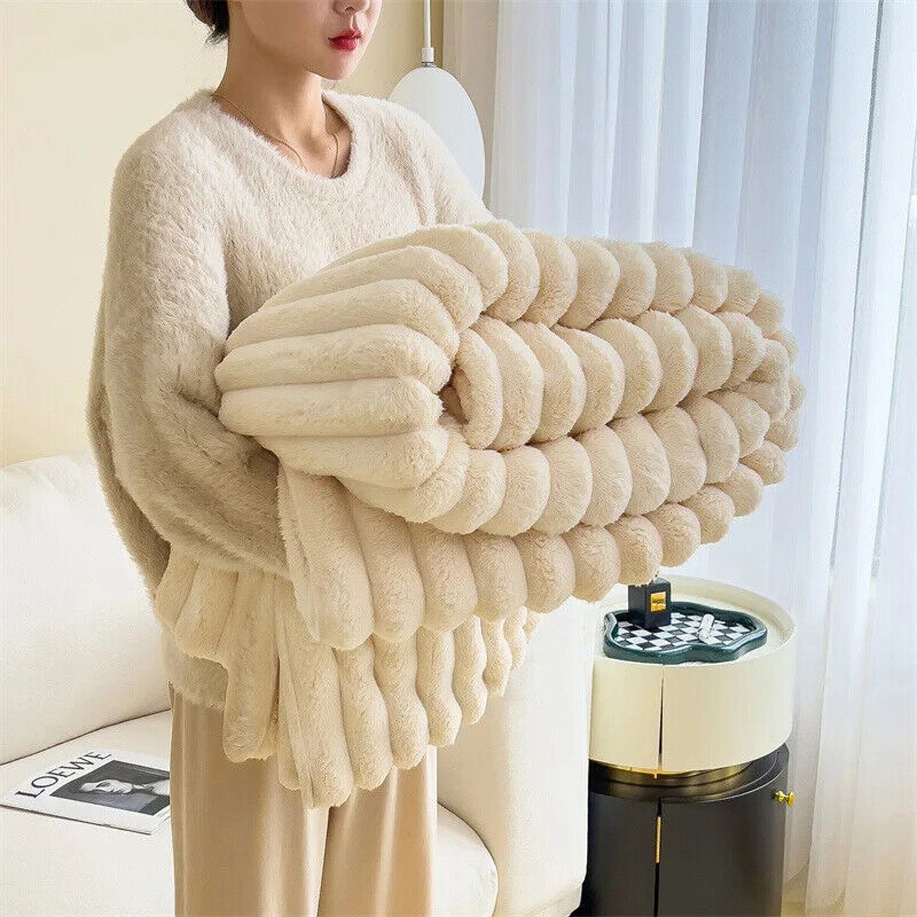 Wohndecke Warme Bettdecke aus Korallenfleece,Sofadecken,Bettlaken für den Winter, HOHEA H