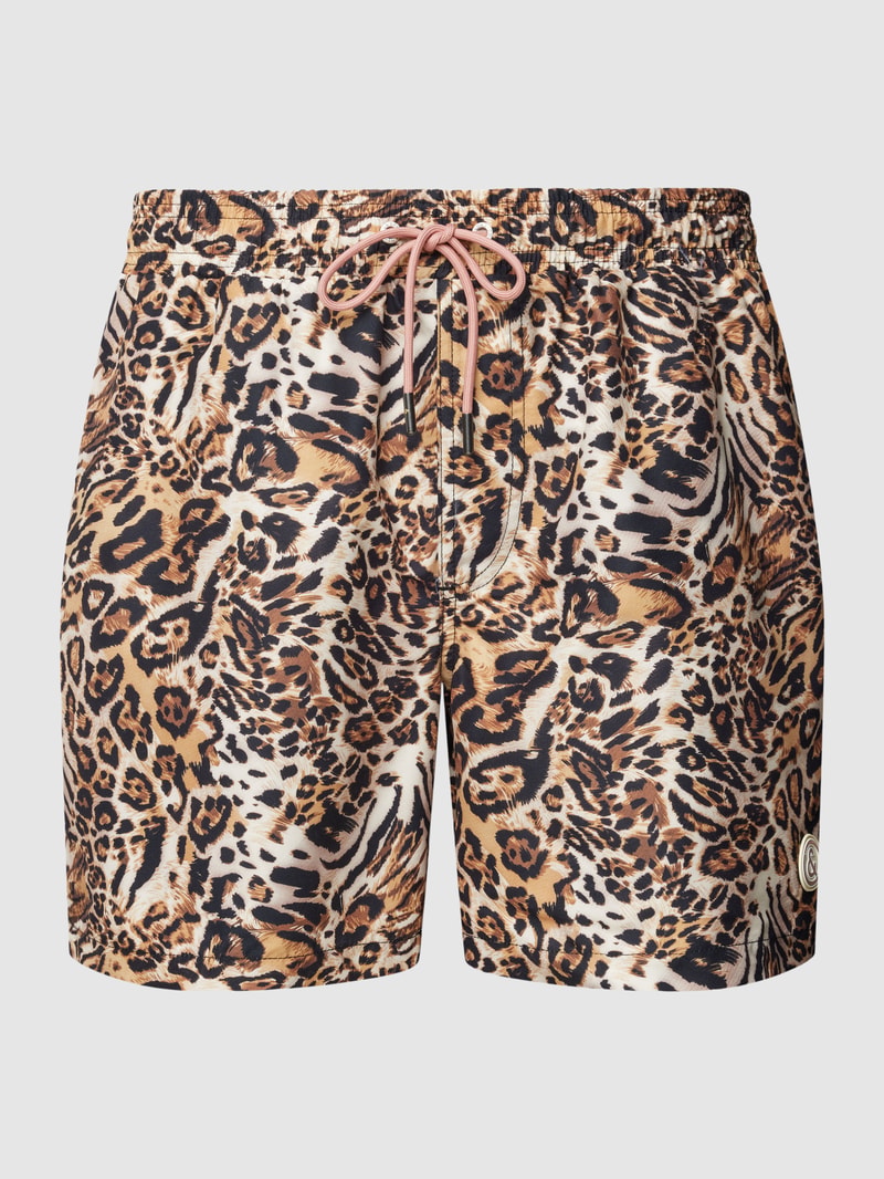 Badehose mit Animal-Print in dunkel orange