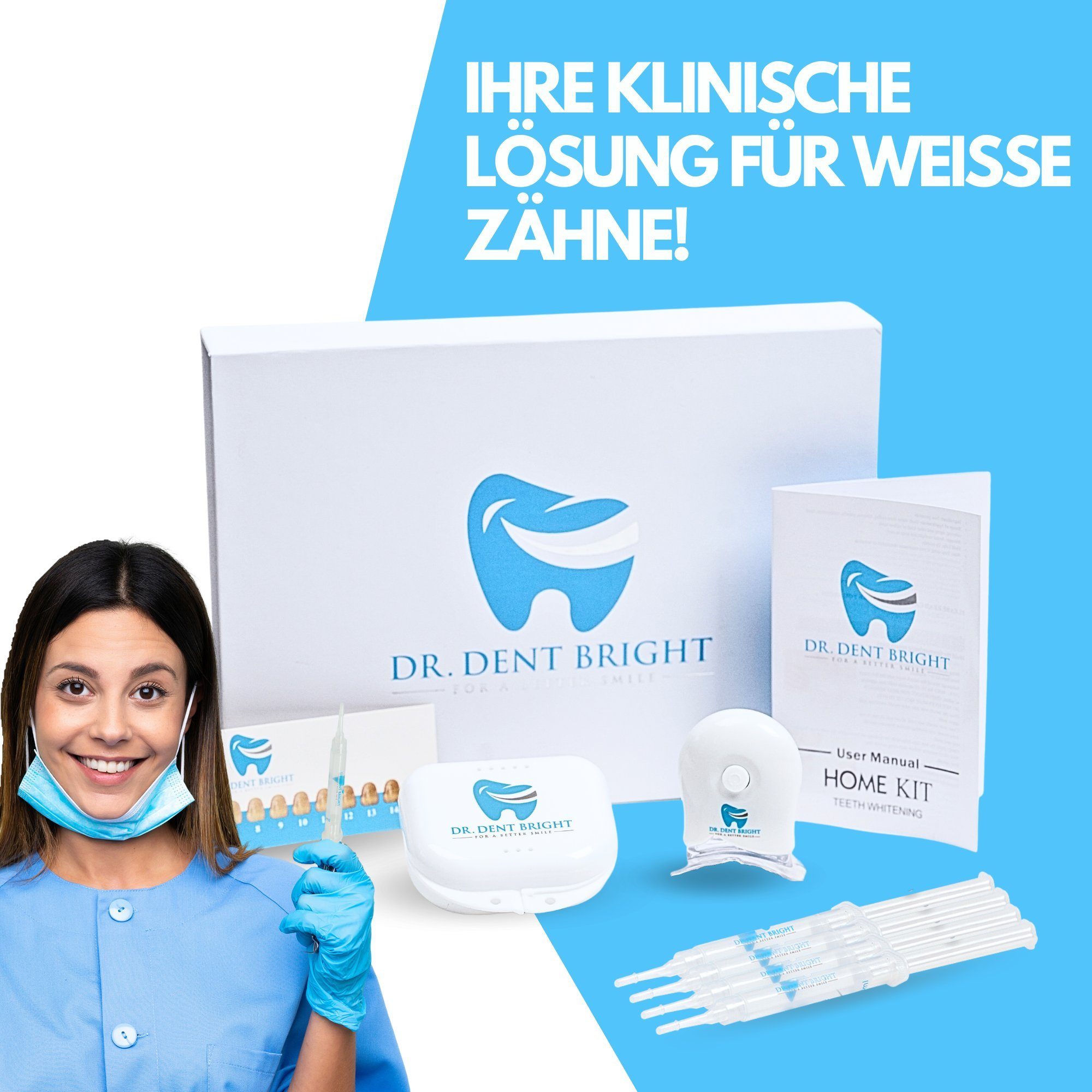 Dr. Dent Bright Zahnbleaching-Kit Dr.DentBright ZahnbleachingSet ZahnaufhellungsKit, Sicher & Effektiv