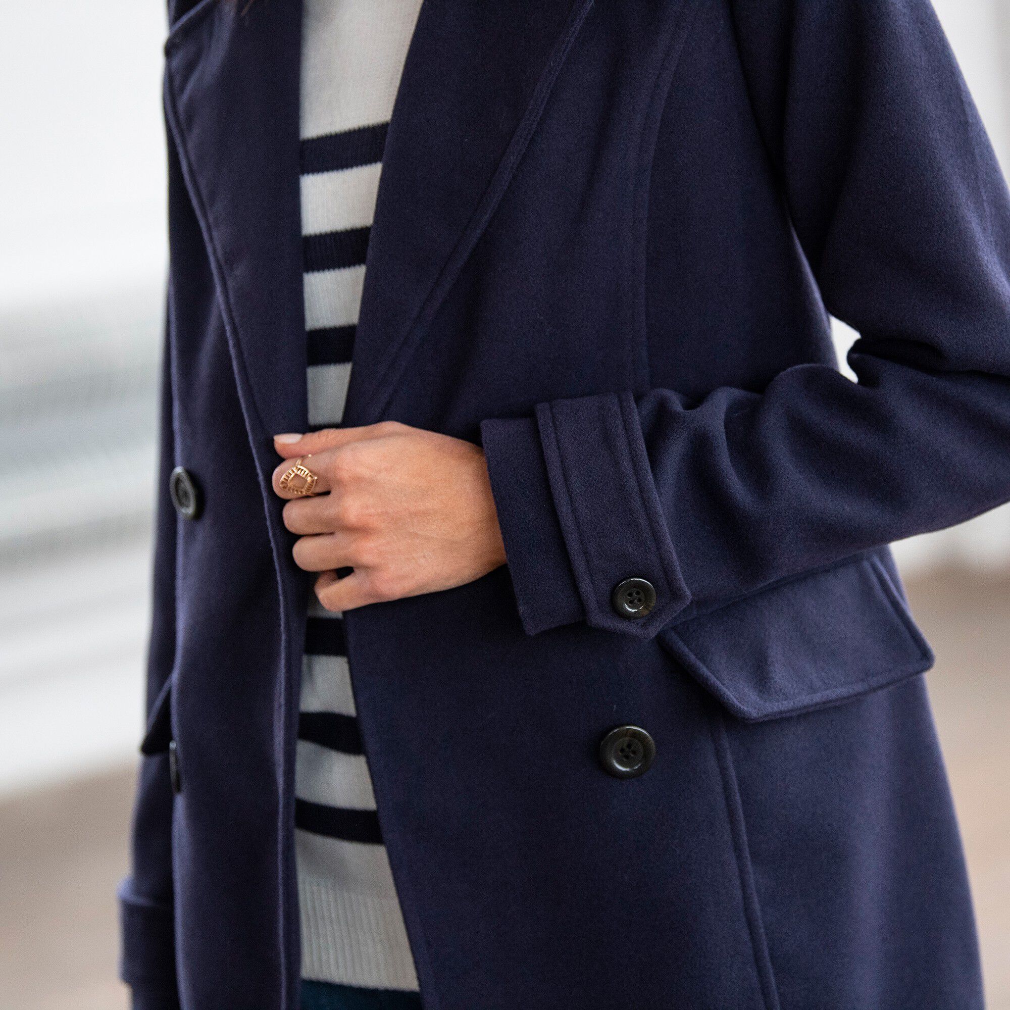 Manteau caban aspect drap de laine