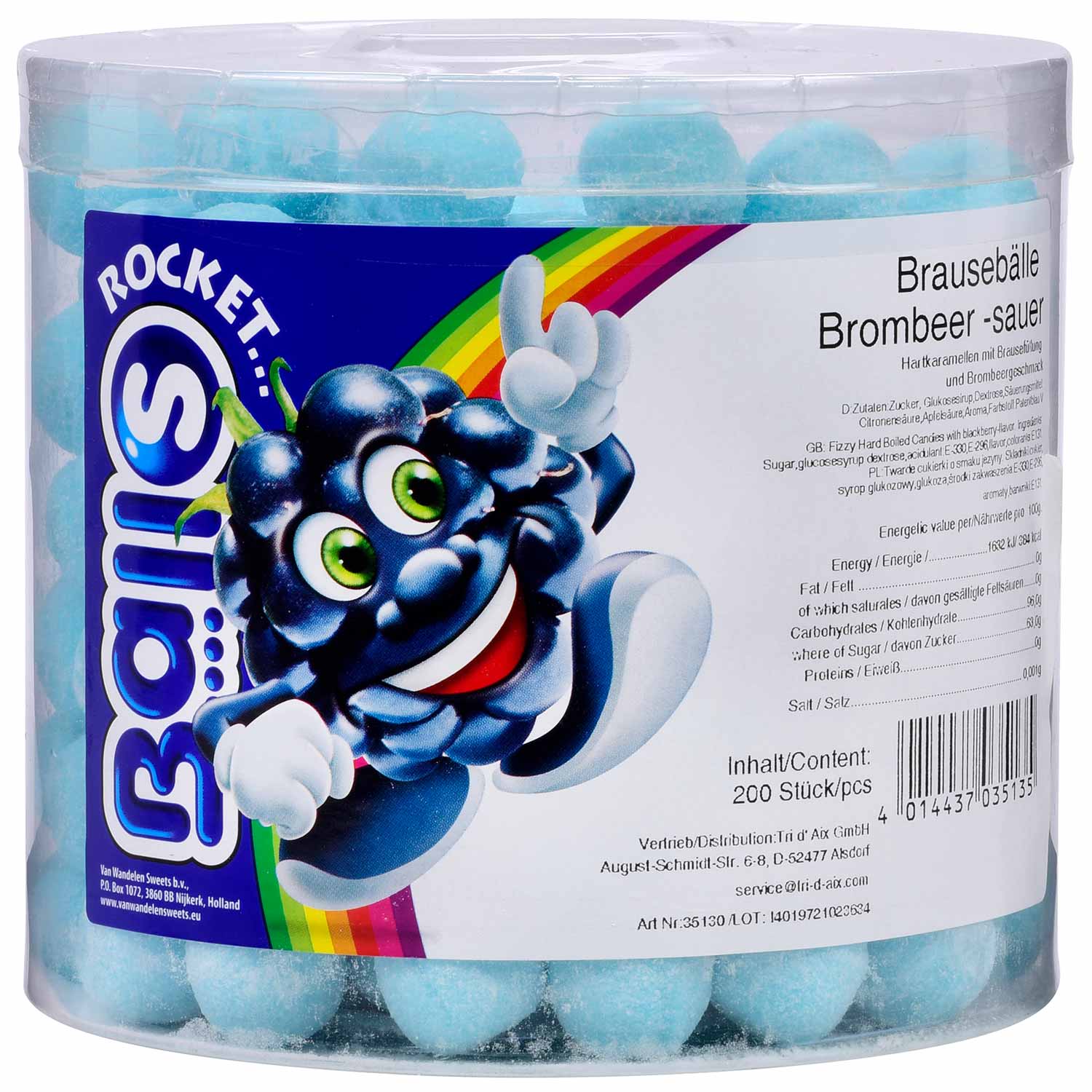 Rocket Balls Brausebälle Brombeer sauer 200er