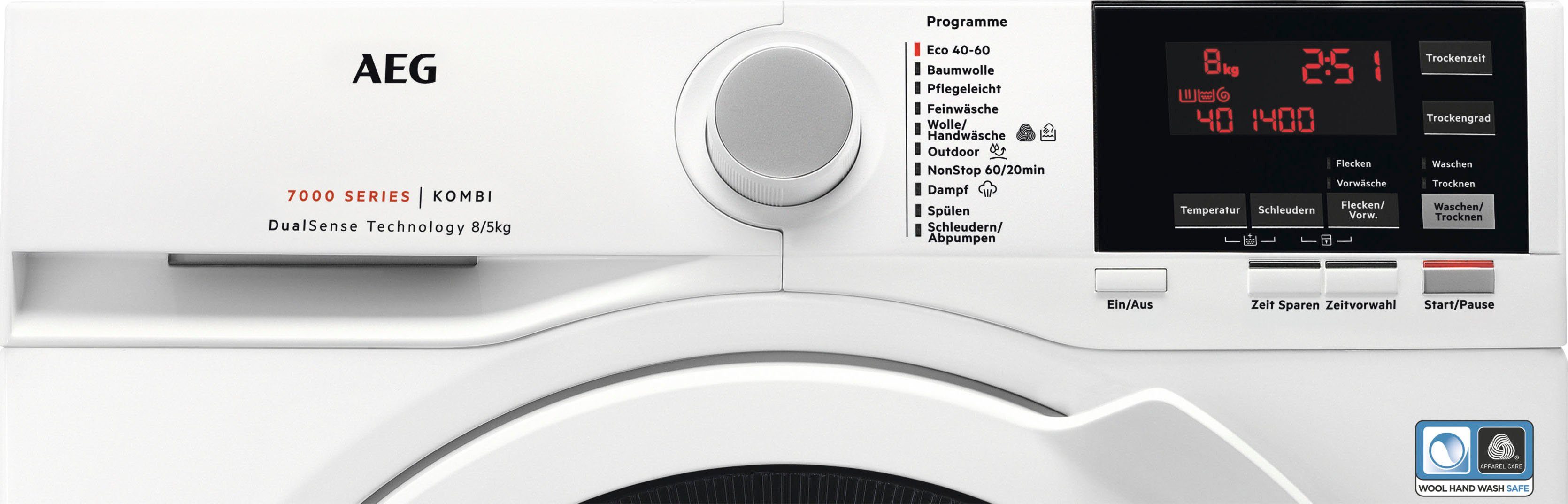 AEG Waschtrockner L7WBA60680, 8 kg, 5 kg, 1600 U/min, ProSteam - Dampf-Programm für 96 % weniger Wasserverbrauch