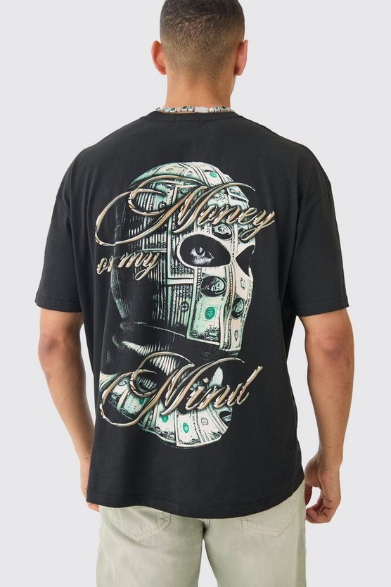 Oversize T-Shirt mit Money Mask Print