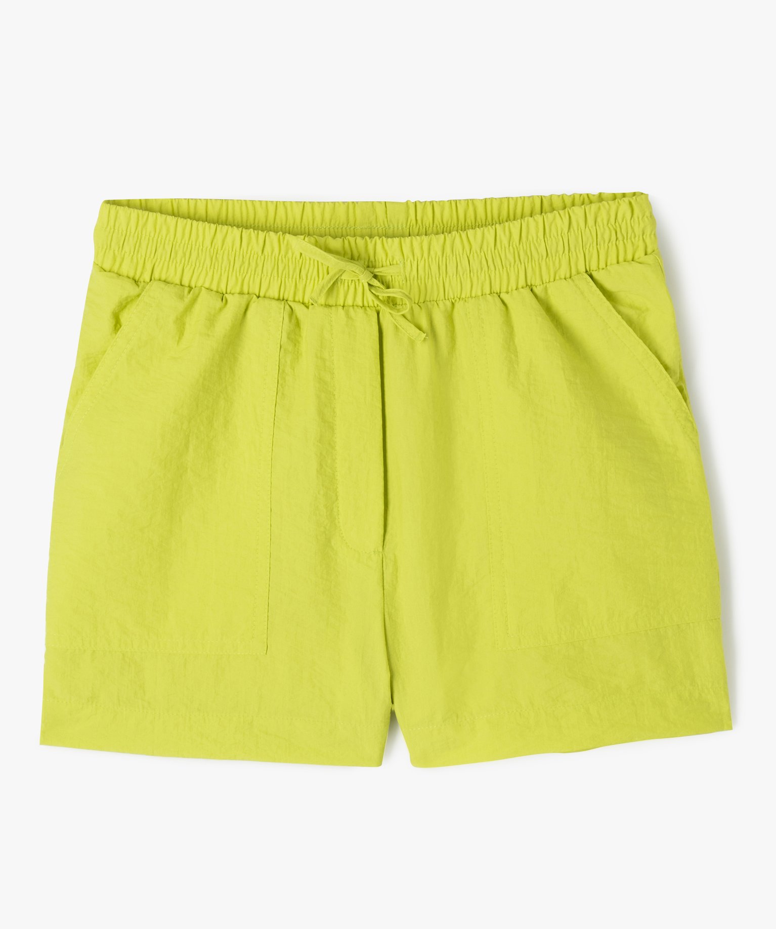 Short en toile de parachute avec taille élastique ajustable... vert | GEMO
