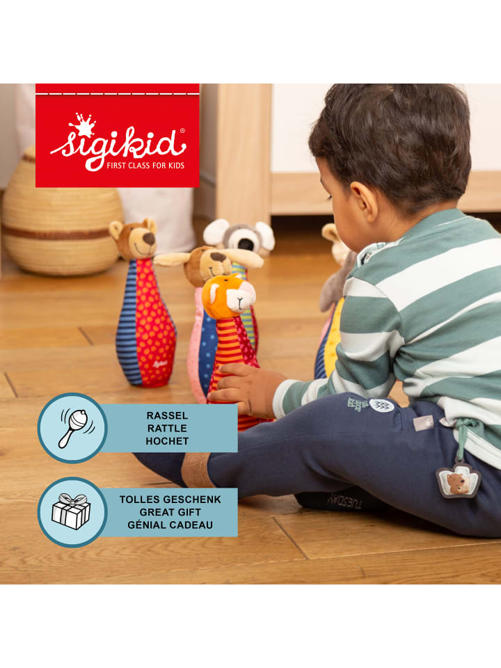 Sigikid Kegelspiel mit 6 Stofftierfiguren und Softball PlayQ in mehrfarbig günstig kaufen onesize