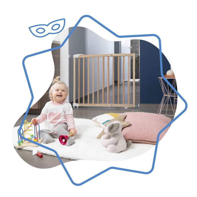 Barrière de sécurité Déco Pop extensible en bois naturel Badabulle