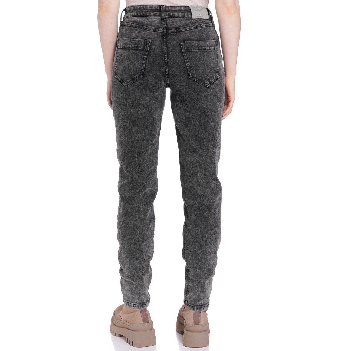 Damen Straight-Jeans mit Used-Waschung