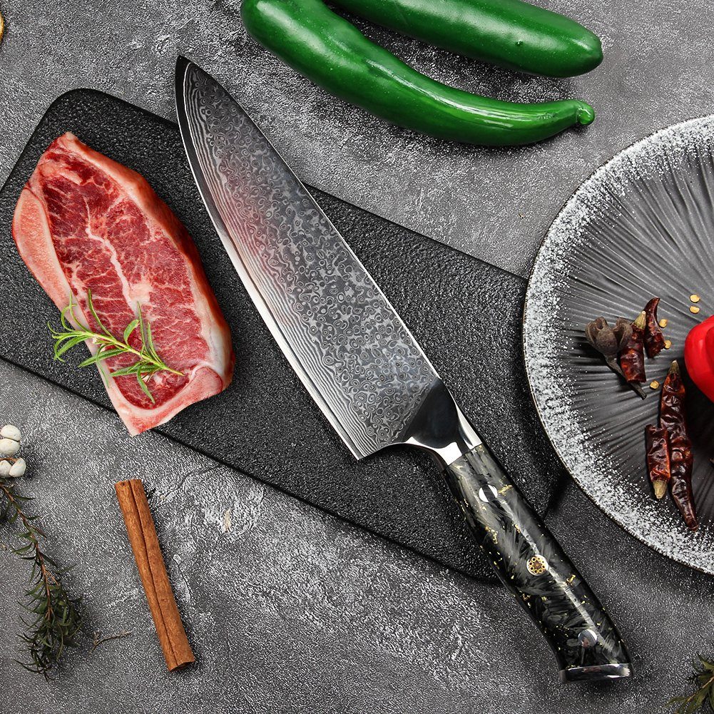 KingLux Damastmesser Kochmesser Chefmesser VG10 Damaskus Stahl Küchenmesser