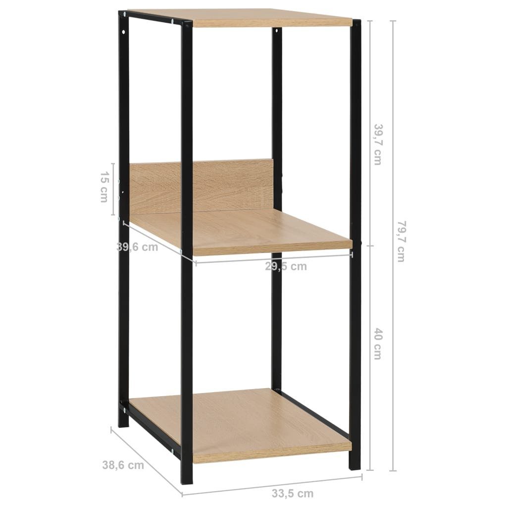 vidaXL Bücherregal Kleines Bücherregal Schwarz Eichefarben 33,5x39,6x79,7cm, 1-tlg.