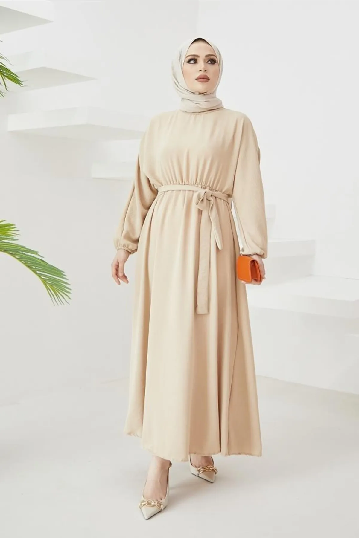 benguen  424-1aerobin Hijab-Kleid Stein