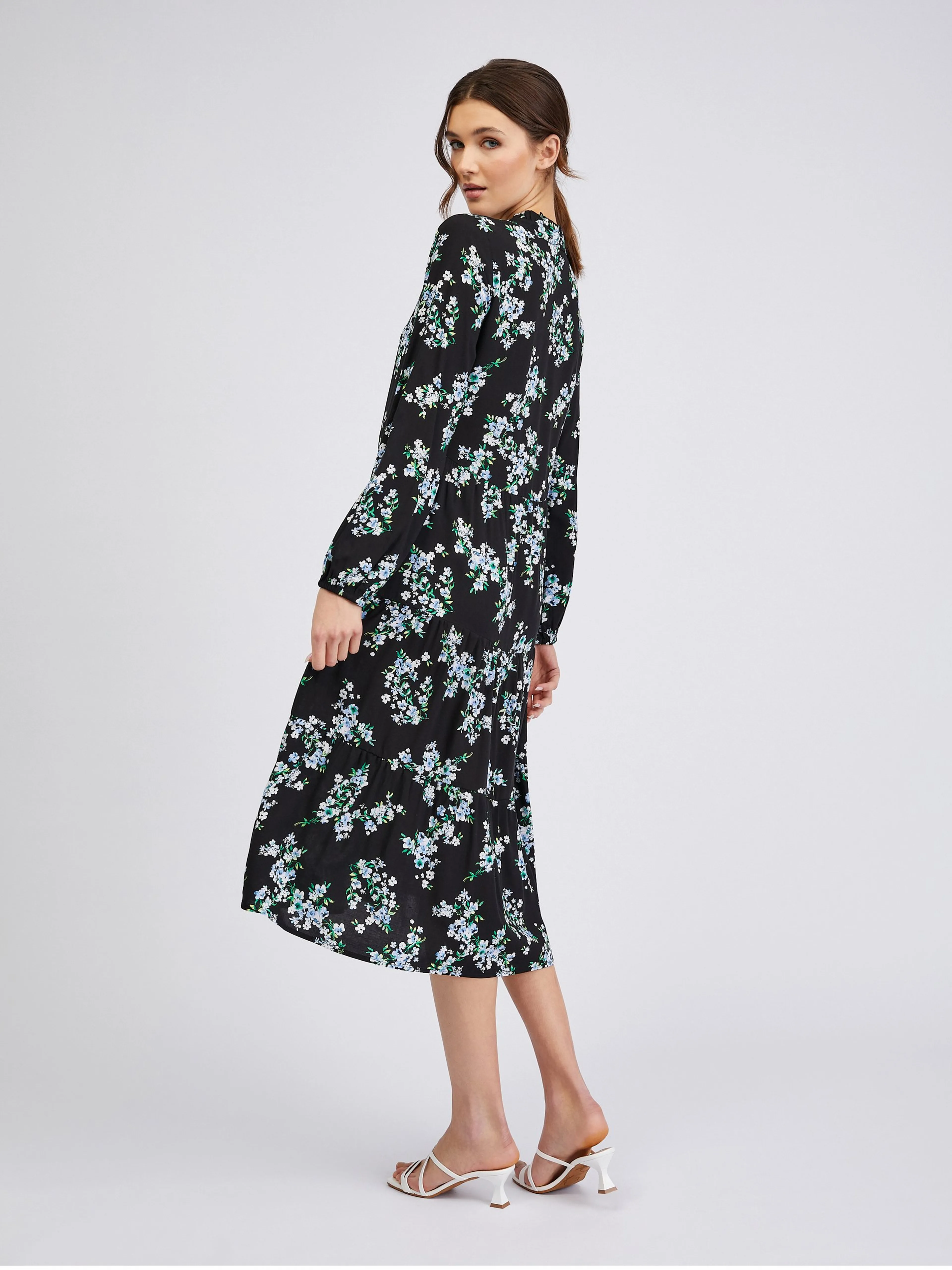 Schwarzes geblümtes Damenkleid ORSAY