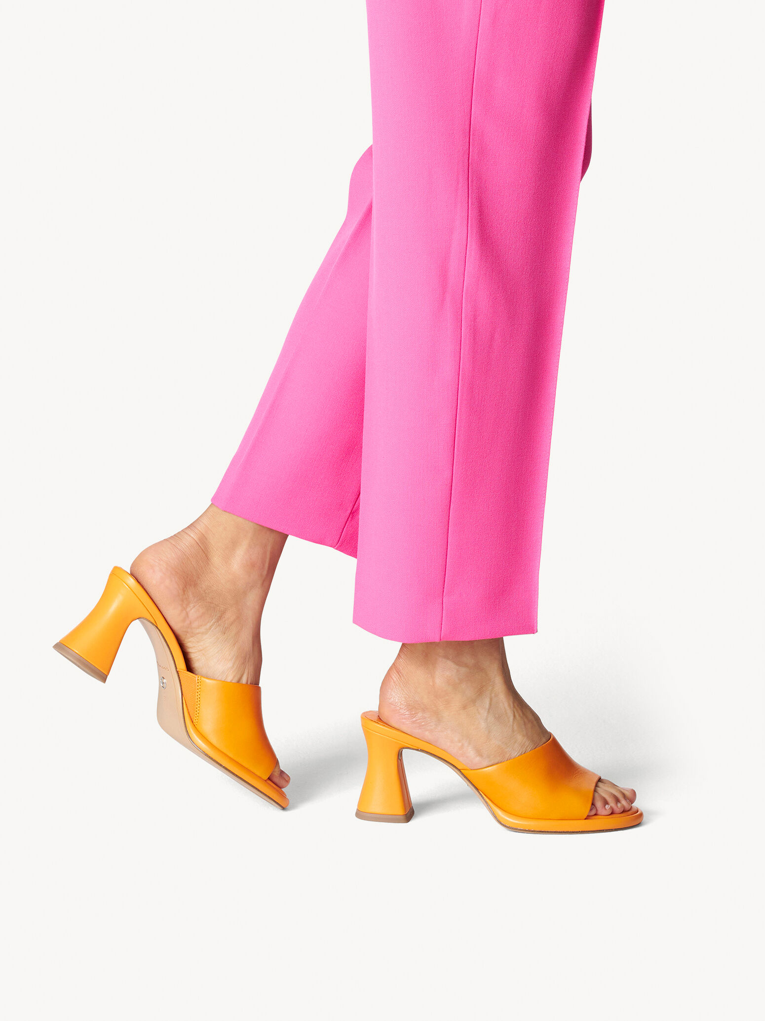 Mule en cuir - orange