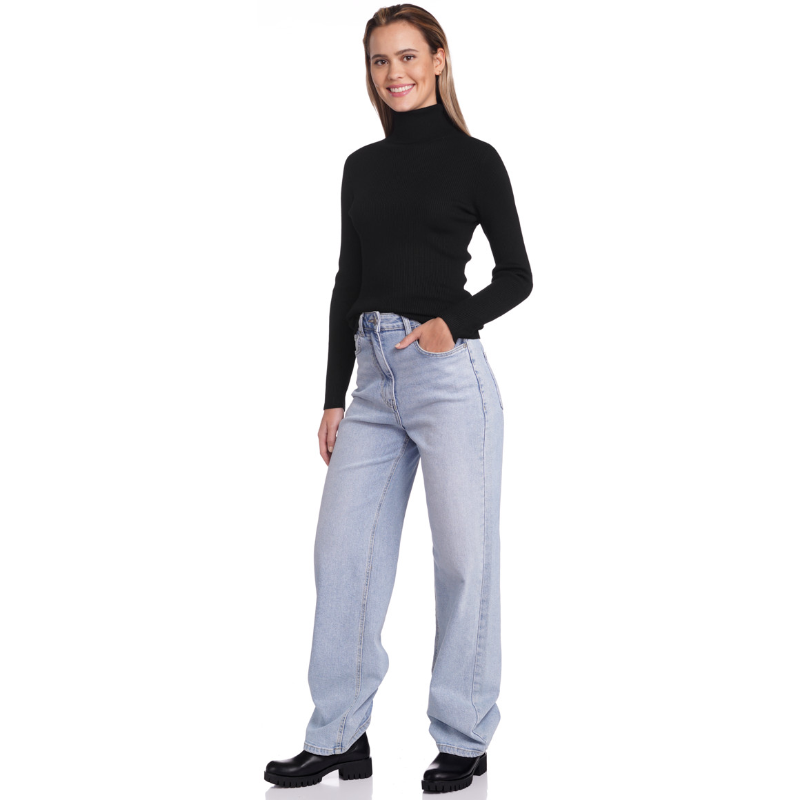Damen Rollkragenpullover gerippt