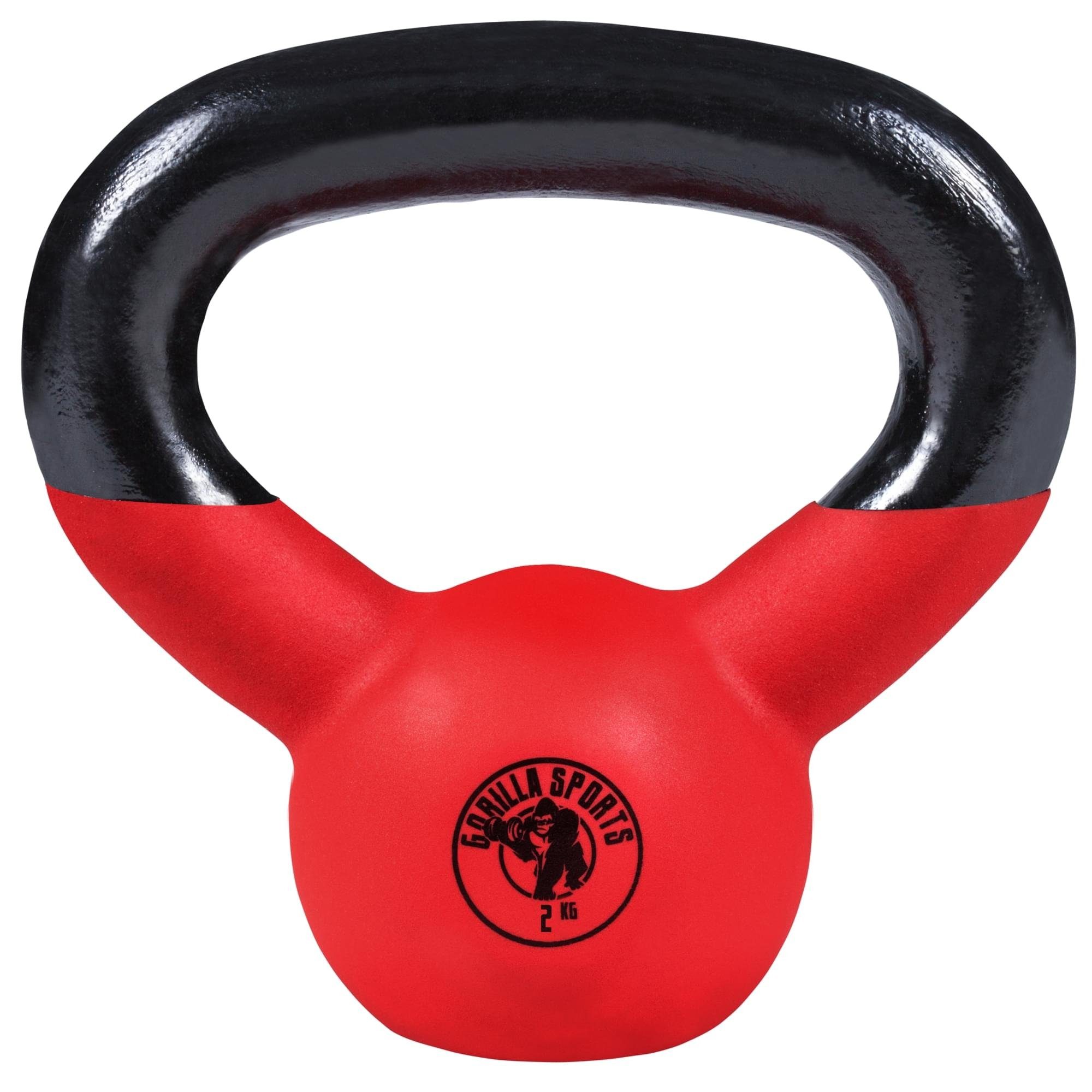 GORILLA SPORTS Kettlebell 2 - 32 kg Gewichte, Gusseisen, Neopren - Kugelhantel, Schwunghantel, (Einzeln / Set)