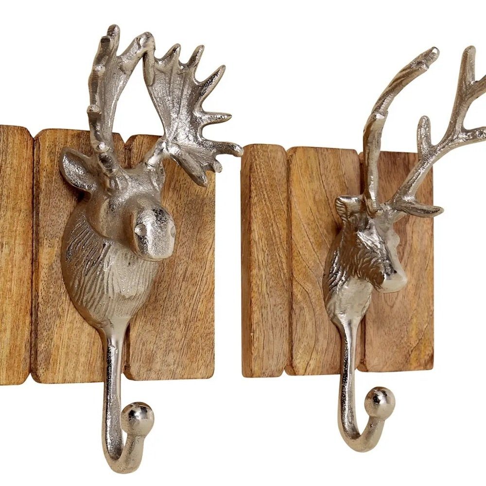 BOLTZE GRUPPE GmbH Wandhaken Garderobe Haken Alfons mit Hirsch Kopf H 22 cm 2er Set