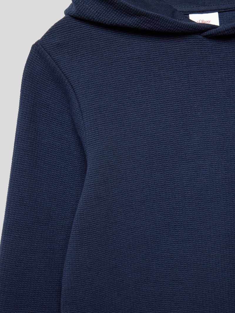 Hoodie mit Waffelstruktur in marineblau