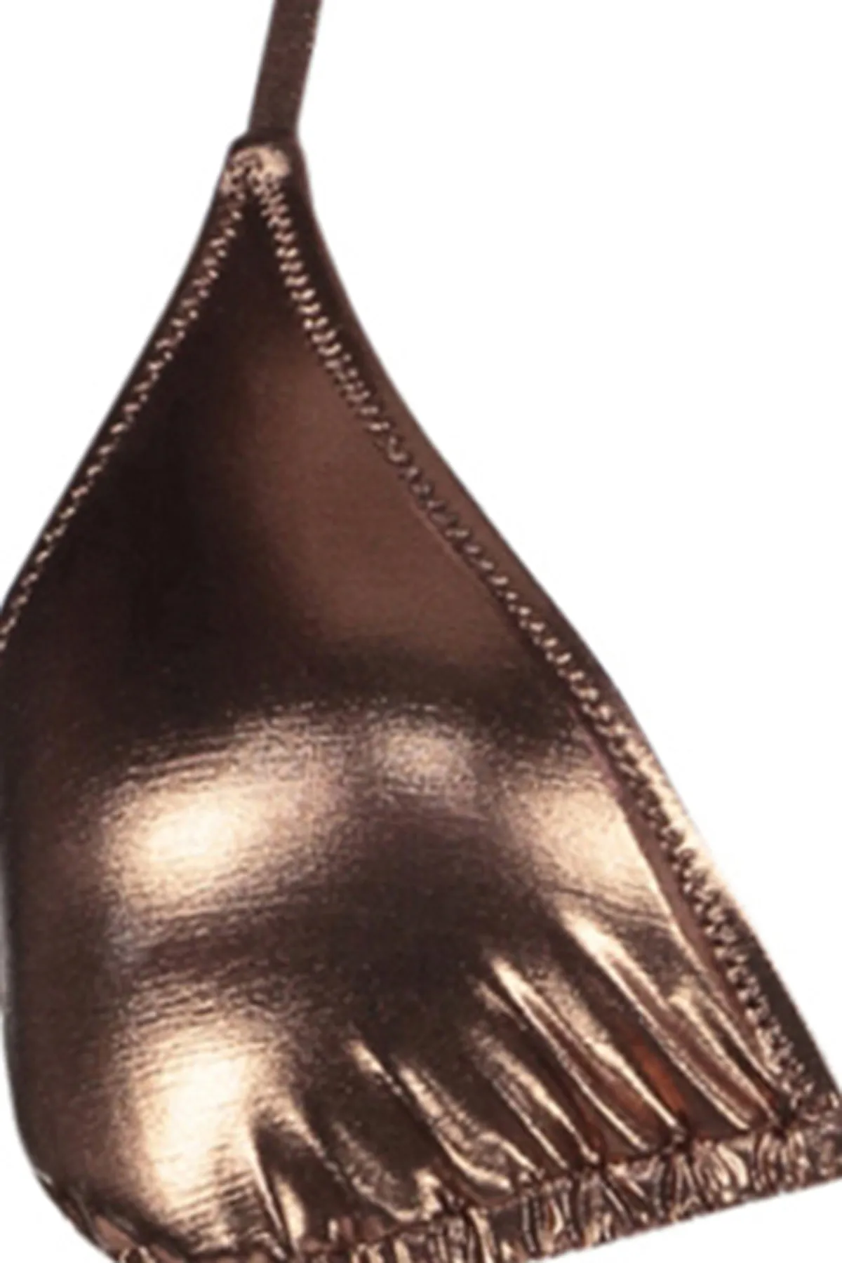 Trendyol Collection  Braunes Triangel-Bikinioberteil mit glänzendem Lackdruck TBESS23BU00383