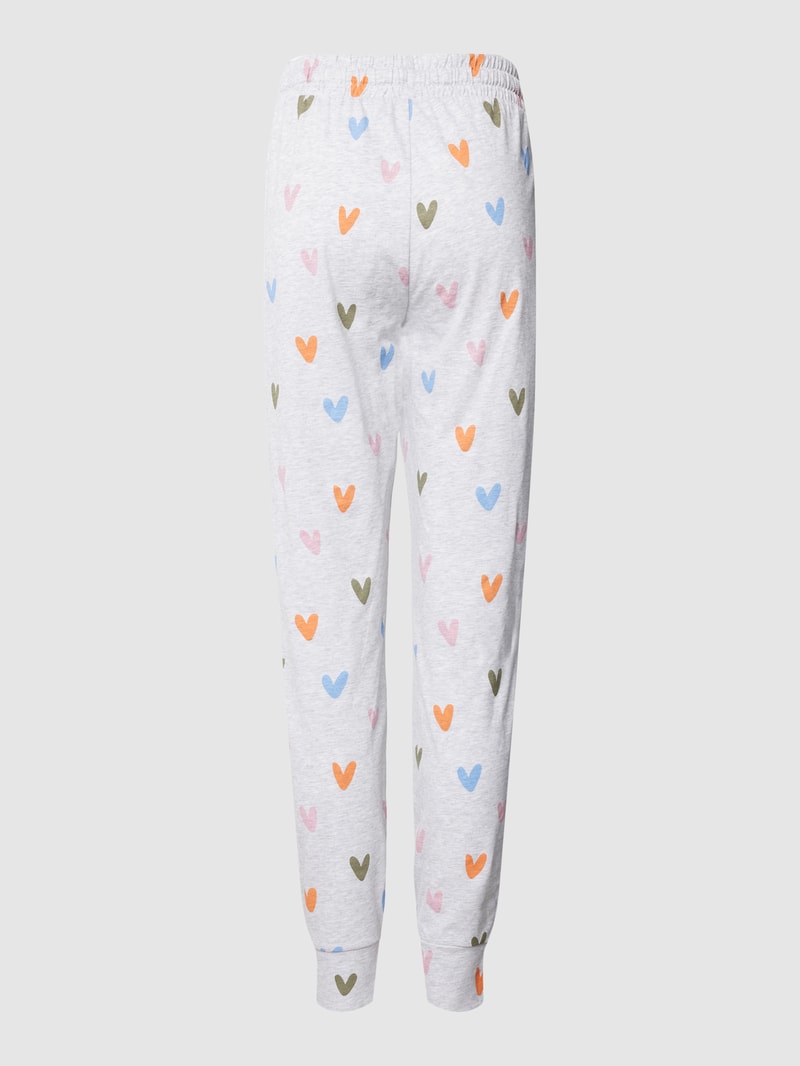 Pyjama-Hose mit Allover-Print in hellgrau meliert