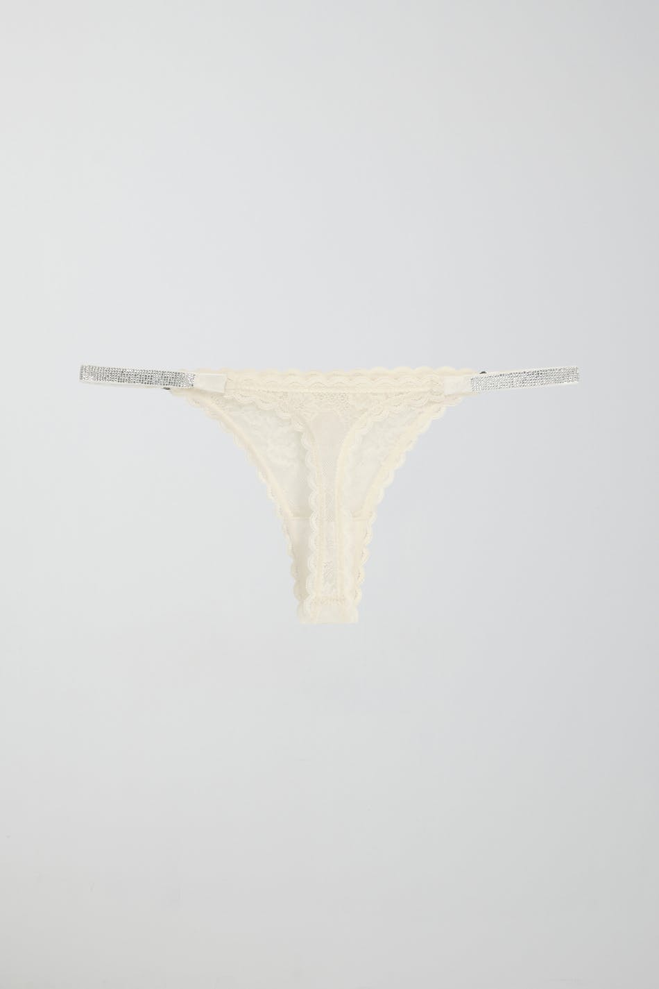 Rhinestone lace thong