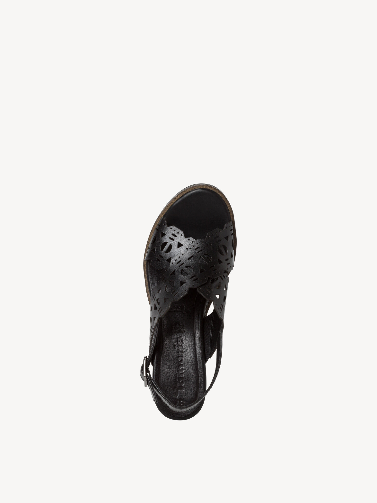Sandale à talon en cuir - noir