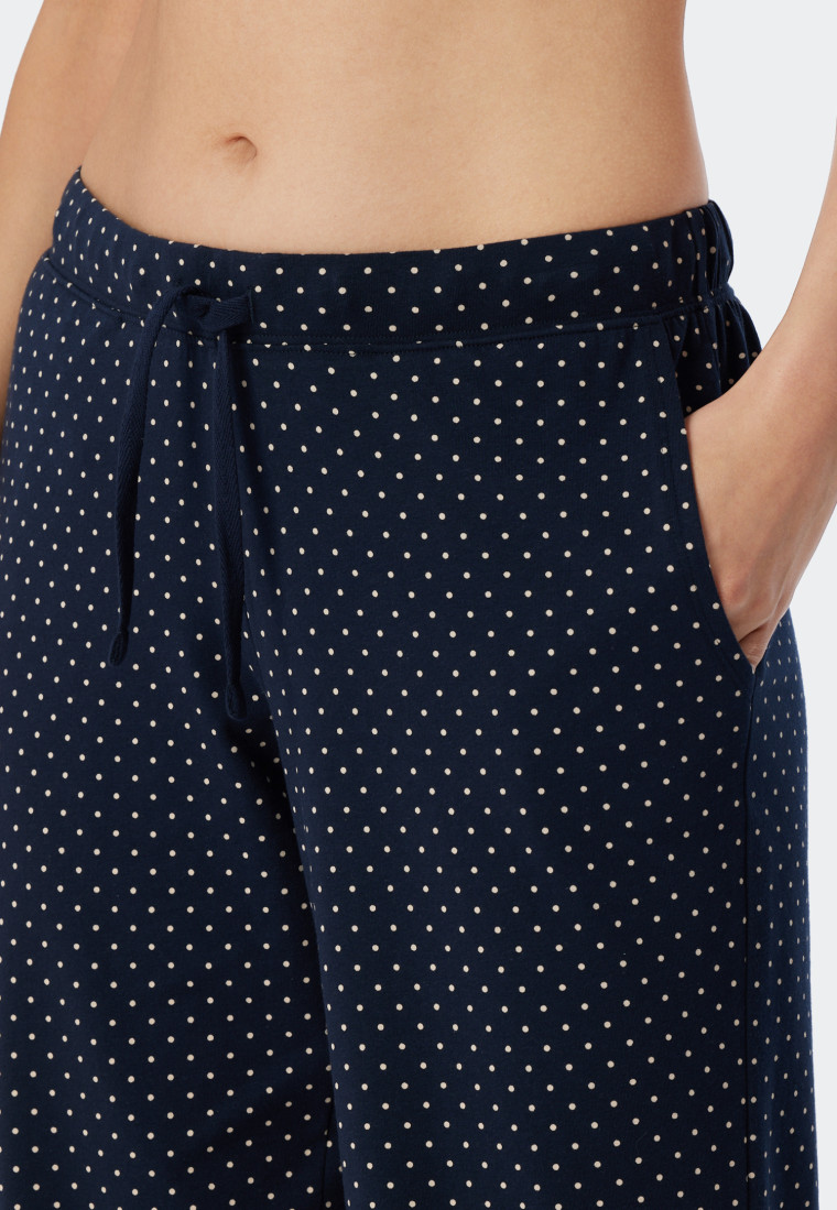 Loungehose lang Jersey Punkte dunkelblau gemustert - Mix+Relax